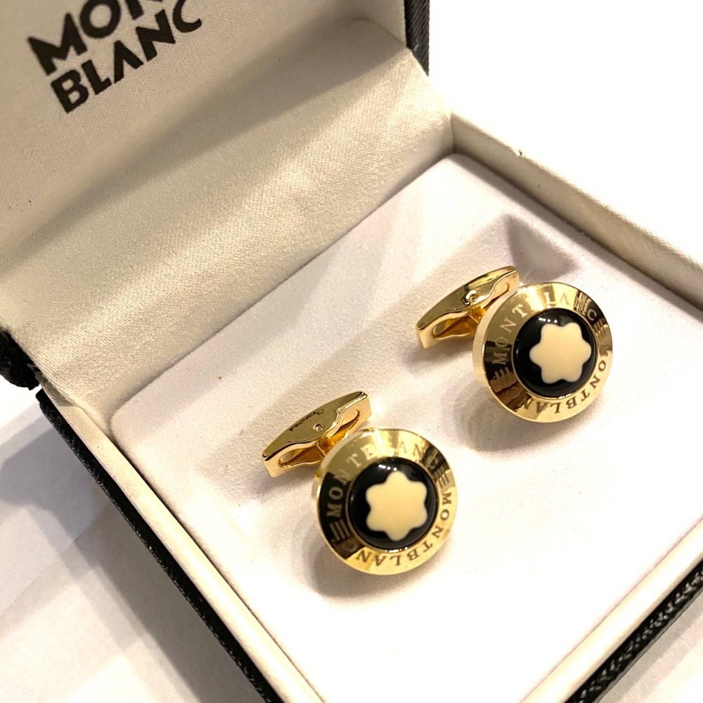 New Montblanc Gold Coated Cufflinks Mont Blanc